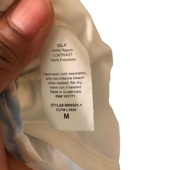 LE LIS Womens Light Blue Ruffled Elastic Waist Tie Dye Sleeveless Strapless Romp - Picture 3 of 5